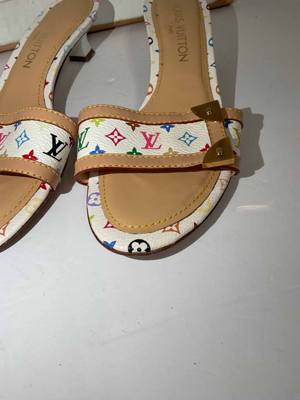 Louis Vuitton Sandals Murakami Kitten Heel Size 36.5 - Picture 3 of 14
